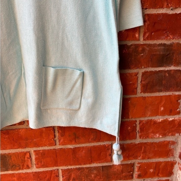 Lilly Pulitzer Womens XS Mint Blue Elba Tunic Boxy Sweater Tassles Pockets - Picture 4 of 10